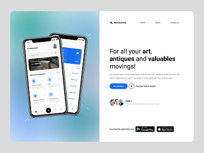 Delivery app introduction landing delivery design dowload app landing light mode minimal modern pack pack delivery package ui ux website