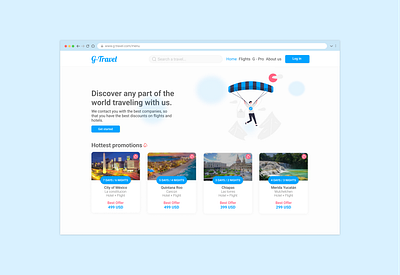 Desktop - Travel landing page branding design logo ui ux