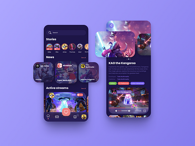 Streaming app UI concept 🎮 figma fortnite game game app game design gaming live mobile mobile app mobile app design mobile user interface product design stream streaming app twitch ui uiux video games