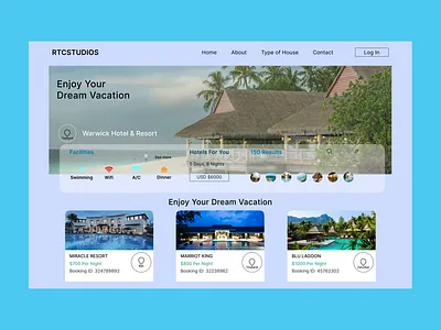 Hotel And Resort Landing Page app branding design graphic design illustration logo typography ui ux vector