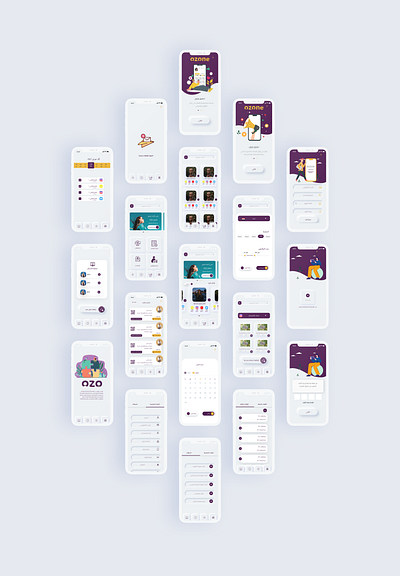 www.ozone.social app design gulf hireme homescreens illustration mobile ui ux