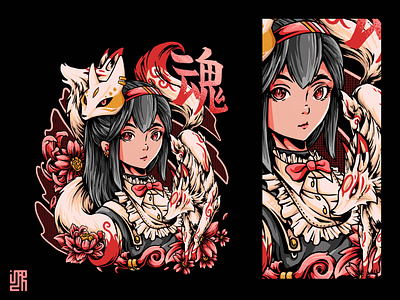 Yura (THE SPIRIT) 魂 anime anime character anime girl branding design dribbble dribbble shot illustration japanese japanese art japanese girl japanese style logo manga manhua manhwa new shot