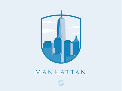 Manhattan architecture building cities city design flat logo manattan metropol minimal newyork real estate shield skyscraper tour travel united states us usa vector