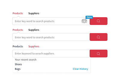 Search Bar Design for B2B Ecommerce b2b design ecommerce ecommerce design graphic design photo searching popular design product search search search bar supplier ui website design website element