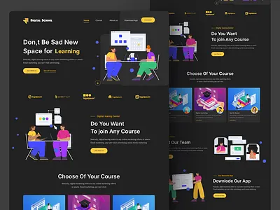 Online e-learning landing page digital education e learning education education website homepage interface landing page learn language learning platform online class school app ui uiux design web web design website design
