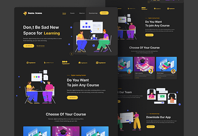 Online e-learning landing page digital education e learning education education website homepage interface landing page learn language learning platform online class school app ui uiux design web web design website design