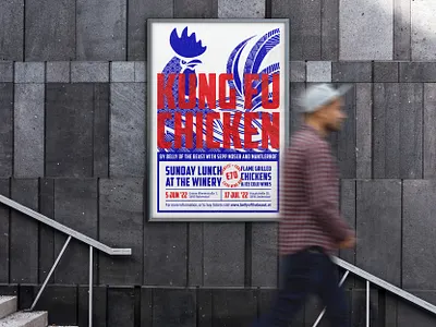 Kung Fu Chicken advertising austria big text chef chicken food food lover foodie illustrated illustration kung fu lettering marketing overprint poster poster design restaurant street typography vienna
