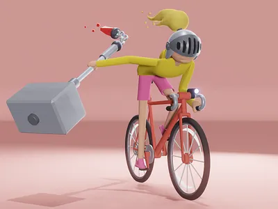 Modern knight 3d bike blender blender3d character game art illustration knight mace