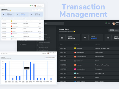 Transaction Management System darkmode design saas ui userexperience ux web