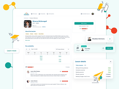 MindMatch | Tutor's profile colorful customillustration e learning illustration onlineclasses playful profile tutoring ui ux