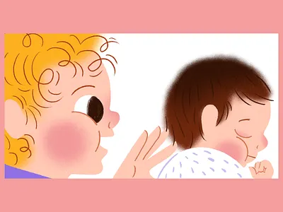 Meeting the little brother 💕 baby boy brushes child colorful illustration newborn procreate textures toddler