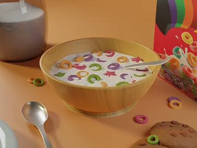 Breakfast - 3D - Blender 3d blender blender 3d breakfast cereal box cereal3d food food3d