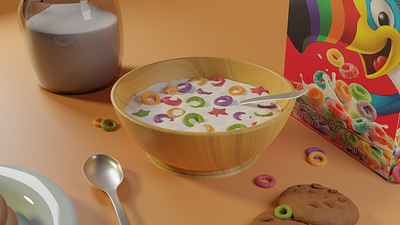 Breakfast - 3D - Blender 3d blender blender 3d breakfast cereal box cereal3d food food3d