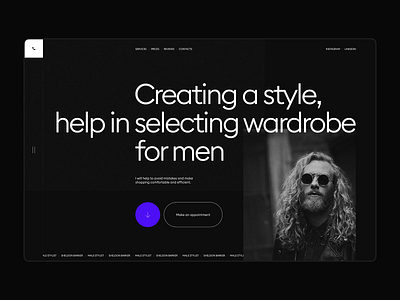 Male Stylist black dark elegant site fashion fashion site figma landing landing page landingpage minimal site stylist typography ui web web design web design web site webdesign website