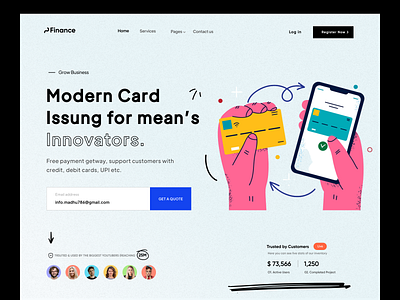 Fintech Website Landing Page UI bank best shot crypto design finance fintech home home page homepage illustration landing landing page landingpage minimal product designer top designer user interface visual design web design web page website