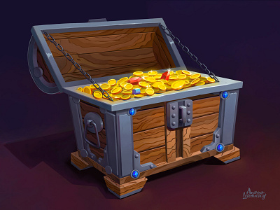 Chest adobe andrew lebedinsky andrew lebedinsky illustrator chest color gold coins gold illustration illustration nft photoshop