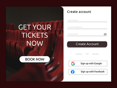 Sign Up Page, Cinema cinema design graphic design sign up typography ui