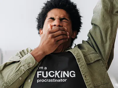 I'm a fucking procrastinator black and white design funny graphic graphic design humor illustration im a fucking procrastinator im a procrastinator procrastinate procrastination procrastinator quote quotes shop t shirt t shirt design t shirts typographic typography
