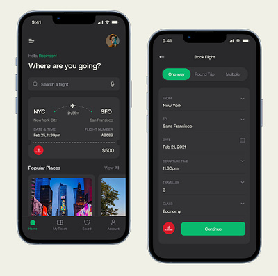 Flight booking mobile app. product design ui