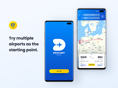 Ryanair Discovery Map aircraft app blue design logo map mobile ryanair search travel ui