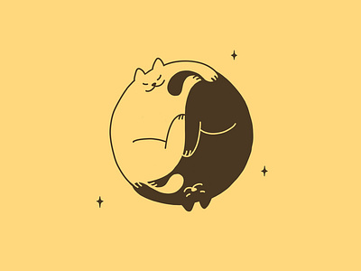Balance balance balanced black black and white cartoon cat cats cute funny harmony illustration life balance lifestyle logo relax sleeping symbol vector white yin yang