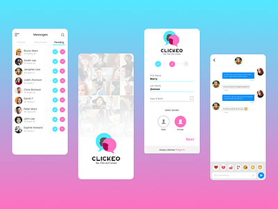 Clickeo Chat app app branding app design app ui chat chat app chat app ui chat design chat logo chat ui design illustration logo mobile app mobile app ui ui ui design ui ux