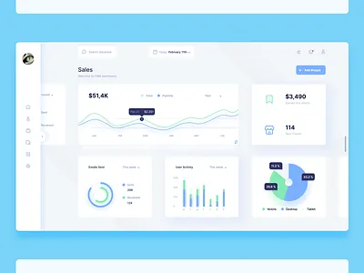 Sales - CRM Dashboard clean crm dashboard design ecommerce figma graphics modern sales statistics uiux web
