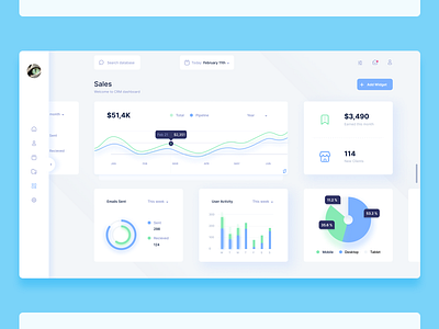 Sales - CRM Dashboard clean crm dashboard design ecommerce figma graphics modern sales statistics uiux web