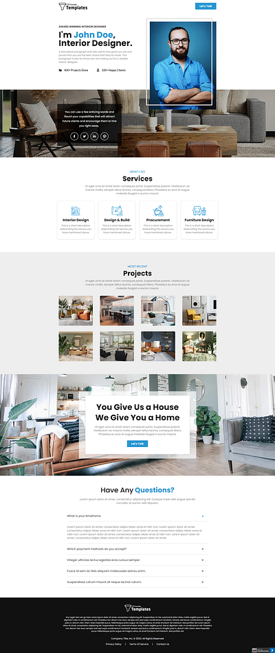 Design Interior illustration interior design leadgenration portfolio sales funnel ui website design website template