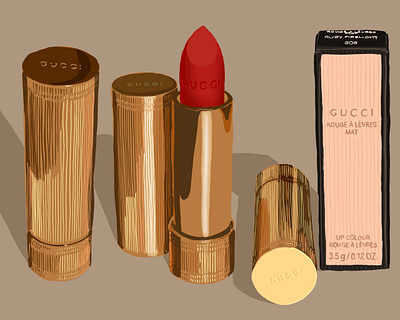 Product illustration - Gucci Lipstick art cosmetics design digital art digital illustration illustration lipstick procreate product illustration