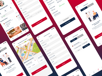 Blood Donation Application Design blood blood donation branding design health mobile mobile app organization ui ux welfare