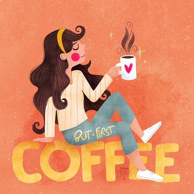 But First Coffee childrens book coffee design digital illustration graphic design illustration typography