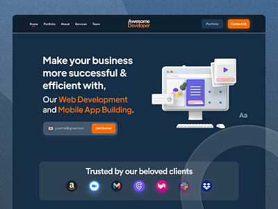 Creative Agency Website Hero Landing page design agency website blue home page hero page minimal orange website ui web ui website design
