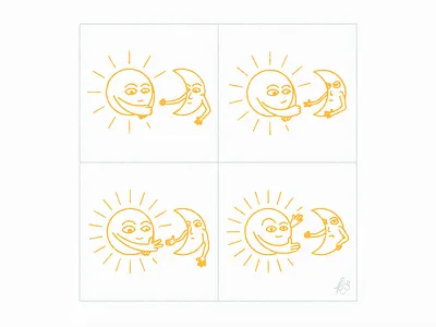 Rock, paper, scissors bright cute hand drawn illustration moon rockpaperscissors sunshine texture vector yellow