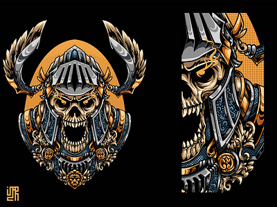 THE WARRIOR art artwork branding design dribbble gold gold armor gold warrior graphic design helmet illustration logo mythical new shot skull skull helmet skull war ui warrior warrior skull