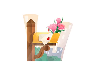 Mailbox1 beautiful crocus gold illustration mail open