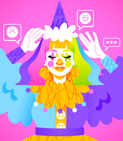 Clowning Around circus clown digital art digital illustration illustration portrait rainbow vector vector illustration