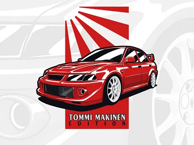 Mitsubishi Lancer EVO 6 Tommi Makinen Edition art automobile automotive car design drawing evo vi evolution illustration japan jdm lancer logo makinen racecar ralliart rally sport tommi vector