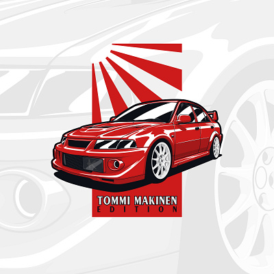 Mitsubishi Lancer EVO 6 Tommi Makinen Edition art automobile automotive car design drawing evo vi evolution illustration japan jdm lancer logo makinen racecar ralliart rally sport tommi vector