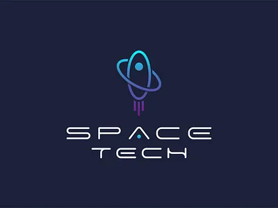 SPACE TECH design graphic design logo minimal rocket space technology vector