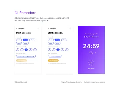 Pomodoro App mobile pomodoro ui