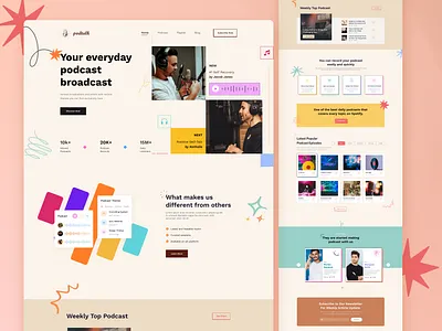Podtalk | Podcast Landing Page Design b2b buisness clean minimalistics podcast podcasting product design sales ui design uiux web design website design website ui