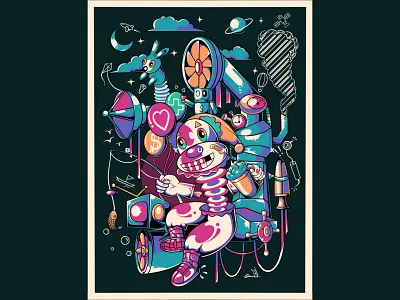 entertainer clown apparel design art cool artwork cartoon clown clowns dark art digital drawing doodle fashion game game art graphic design illustrations joker merchandise party space the joker video game