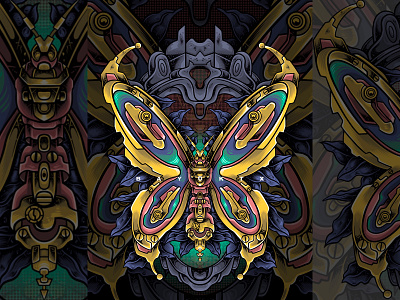 Butterfly mecha animals apparel design artwork butterfly cyborg dark art design digital drawing fashion graphic design illustration illustrations japanese logo mecha merchandise mobile suite ornaments robots steampunk