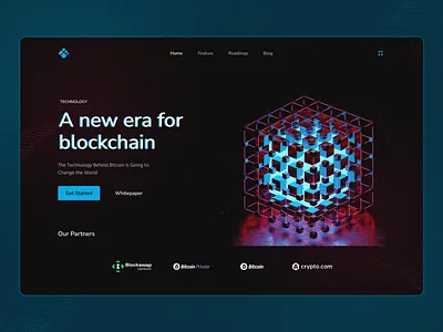 Blockchain Technology Header exploration 3d blockchain blockchain ecosystem blockchain website design crypto crypto protocol cryptocurrency dapps decentralized product website defi defi protocol fintech landing page technology ui web design website design