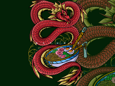 Dragon ramen apparel design artwork bowl culture dark art design for sale digital drawing dragon dragons fashion food japanese graphic design illustration japanese merchandise mythology noodles ramen red dragon snake