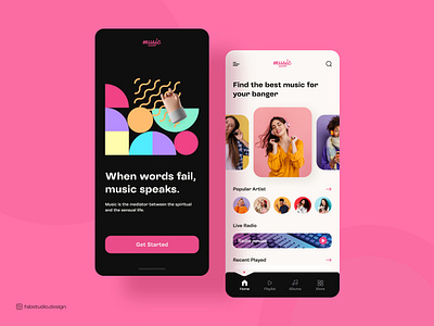 Music Player App 😍🎵 appui branding clean ui detail page dribbble ecommerce app ecommerce ui fabstudio fabstudio design graphic design home page ui landing page ui modernapp music player onboarding player songs player app trending ui uiux