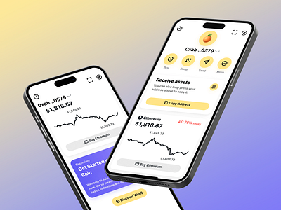 Mobile Cryptocurrency Wallet App app interface balance blockchain btc buying crypto crypto currency crypto wallet defi digital assets eth investment mobile app purple layout swaping trading app transaction ui design ux design wallet balance