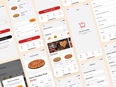 Restaurant PizzaOrder & Delivery Ecommerce App Design - UX\UI app design apps cart screen delivery app design ecommerce ecommerce app ecommerce website food app food delivery app graphic design landing page logo order app pizza app pizza delivery app tracking app tracking screen ui website