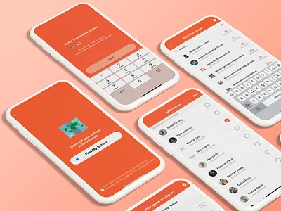 Mobile School App app interface contact list friends friends list mobile app networking app online community orange theme phone verification school school app school selection social app social media app student life students app ui ui design ui ux ux design